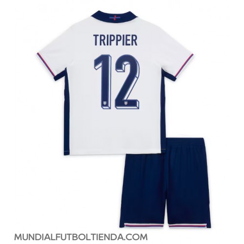 Camiseta Inglaterra Kieran Trippier #12 Primera Equipación Replica Eurocopa 2024 para niños mangas cortas (+ Pantalones cortos)